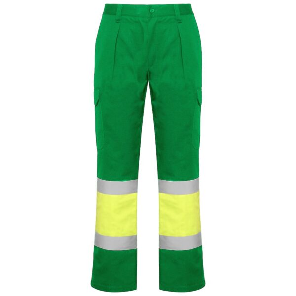 Pantalone lungo multitasche bicolore ad alta visibilità - Verde Giardino/Giallo Fluo
