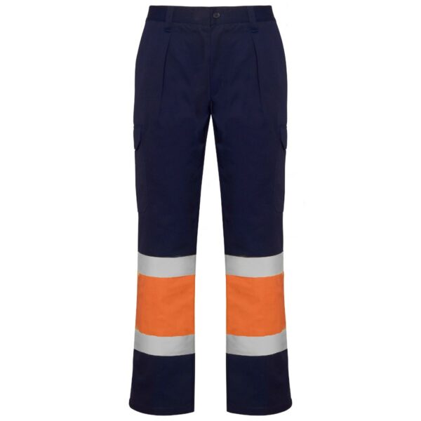 Pantalone lungo multitasche bicolore ad alta visibilità - Blu Navy/Arancione Fluo
