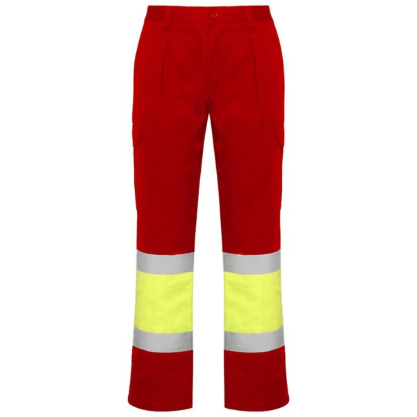 Pantalone lungo multitasche bicolore ad alta visibilità - Job Red/Fluor Yellow