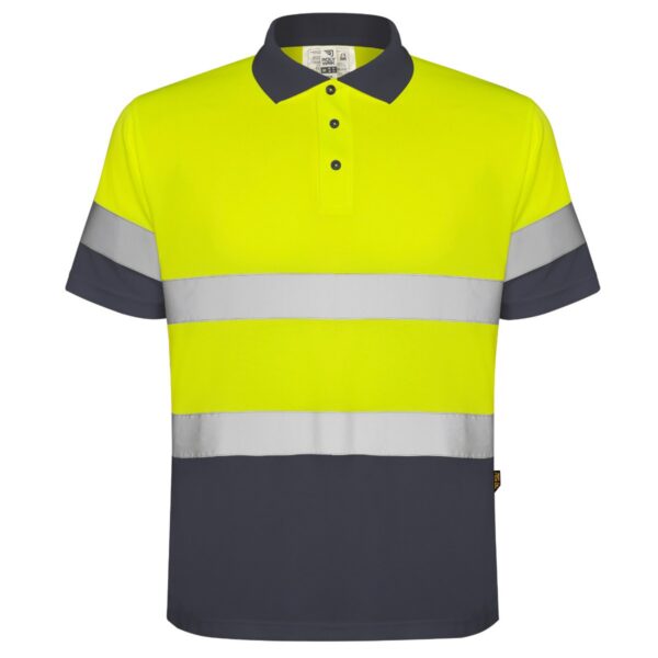 Polo Alta Visibilità - Piombo/Giallo Fluo