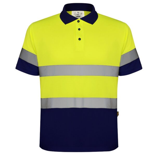 Polo Alta Visibilità - Blu Navy/Giallo Fluo