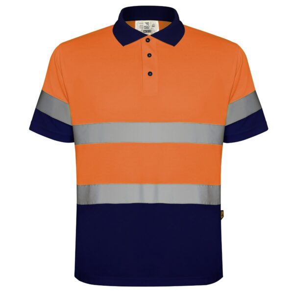 Polo Alta Visibilità - Blu Navy/Arancione Fluo