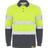 Polo Alta Visibilità Manica Lunga - Piombo/Giallo Fluo