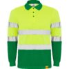 Polo Alta Visibilità Manica Lunga - Verde Giardino/Giallo Fluo