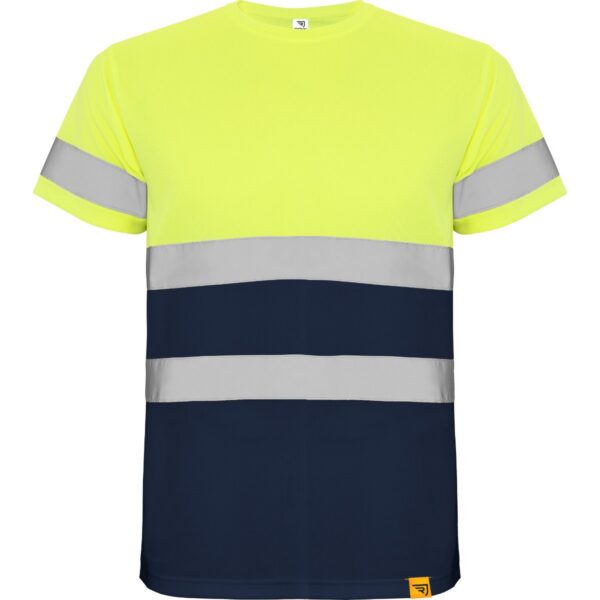 T-Shirt Alta Visibilità - Blu Navy/Giallo Fluo