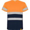 T-Shirt Alta Visibilità - Blu Navy/Arancione Fluo