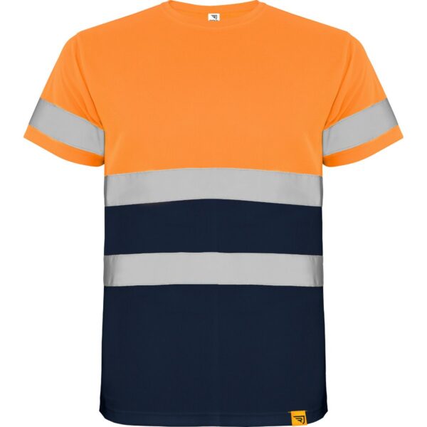T-Shirt Alta Visibilità - Blu Navy/Arancione Fluo