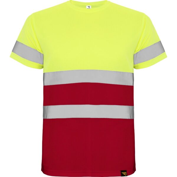 T-Shirt Alta Visibilità - Rosso/Giallo Fluo