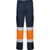 Pantalone lungo multitasche bicolore ad alta visibilità - Blu Navy/Arancione Fluo