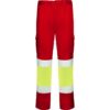 Pantalone lungo multitasche bicolore ad alta visibilità - Job Red/Fluor Yellow