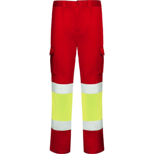 Pantalone lungo multitasche bicolore ad alta visibilità - Job Red/Fluor Yellow