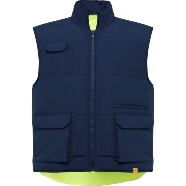 Gilet multitasche reversibile imbottito ad alta visibilità - Blu Navy/Giallo Fluor