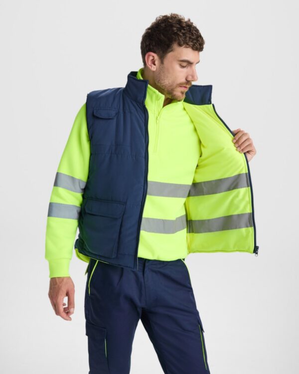 Gilet multitasche reversibile imbottito ad alta visibilità - dettaglio 1