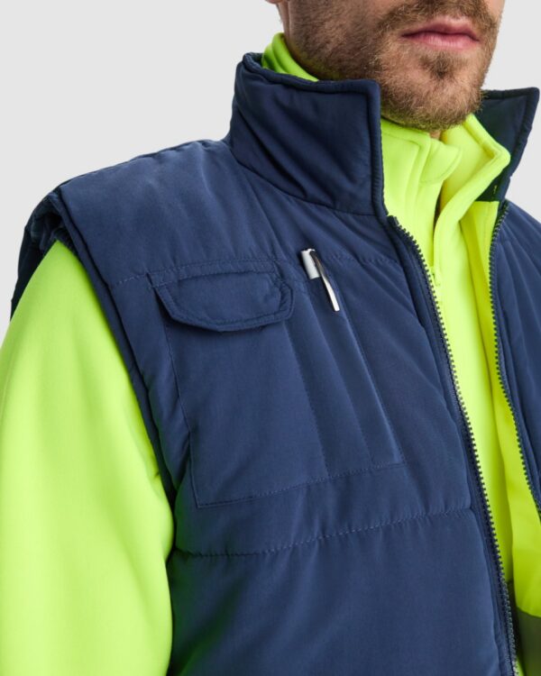 Gilet multitasche reversibile imbottito ad alta visibilità - dettaglio 3