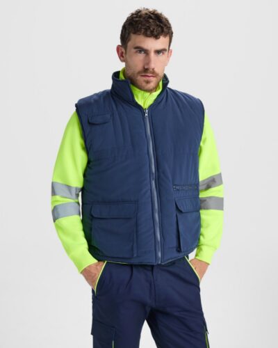 Gilet multitasche reversibile imbottito ad alta visibilità - modello 1
