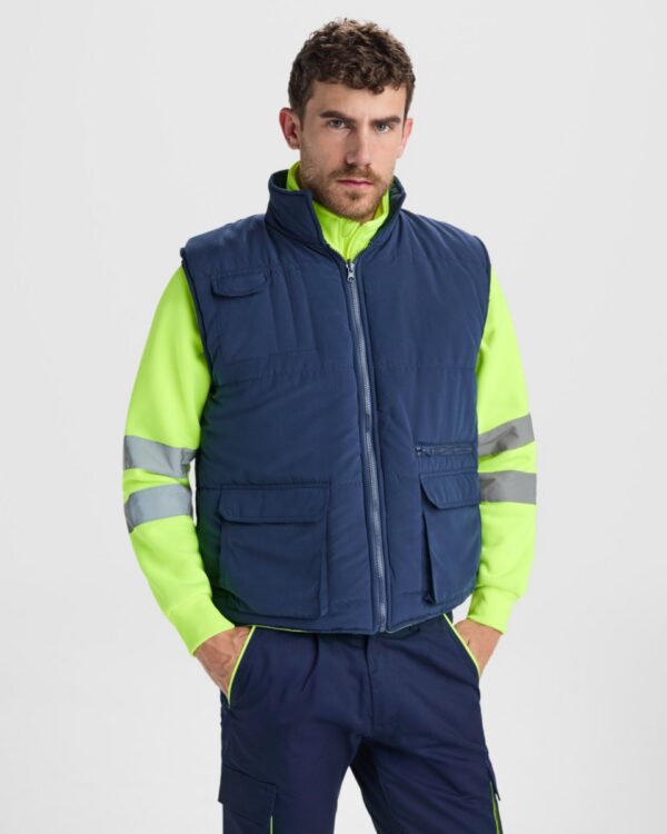 Gilet multitasche reversibile imbottito ad alta visibilità - modello 1