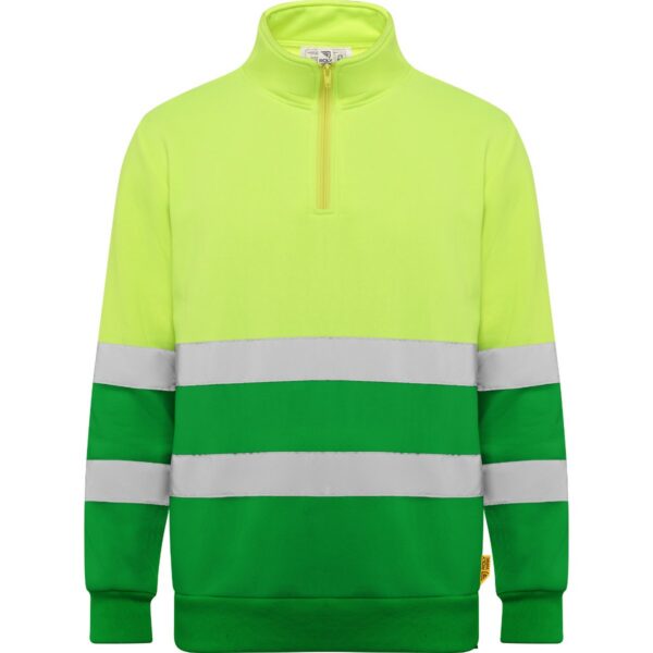 Felpa Alta Visibilità Mezza Zip - Verde Giardino/Giallo Fluo