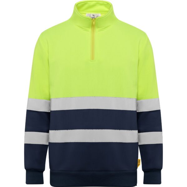 Felpa Alta Visibilità Mezza Zip - Blu Navy/Giallo Fluo