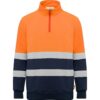 Felpa Alta Visibilità Mezza Zip - Blu Navy/Arancione Fluo