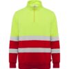 Felpa Alta Visibilità Mezza Zip - Rosso/Giallo Fluo