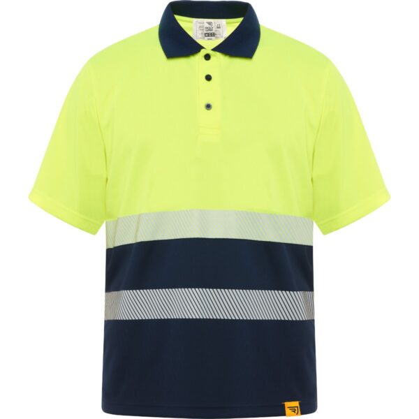 Polo Alta Visibilità Bicolore - Blu Navy/Giallo Fluo