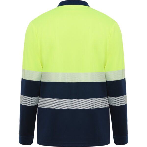Polo Alta Visibilità Bicolore Manica Lunga - Blu Navy/Giallo Fluo vista 1