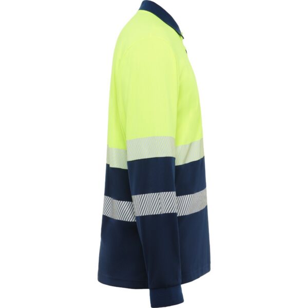 Polo Alta Visibilità Bicolore Manica Lunga - Blu Navy/Giallo Fluo vista 3