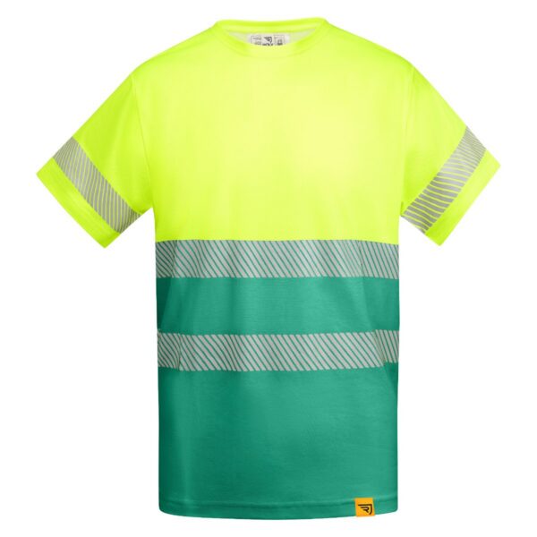 T-Shirt Alta Visibilità Traspirante - Verde Giardino/Giallo Fluo