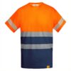T-Shirt Alta Visibilità Traspirante - Blu Navy/Arancione Fluo