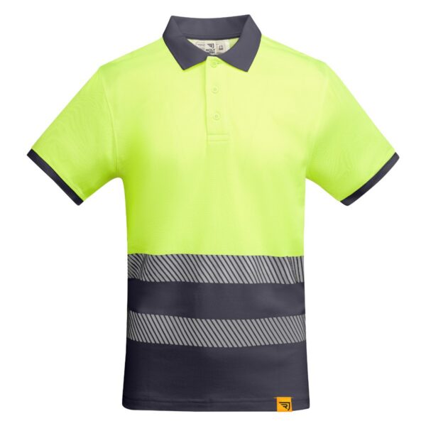 Polo Alta Visibilità Traspirante - Piombo/Giallo Fluo