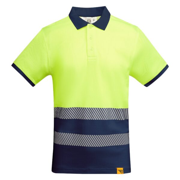 Polo Alta Visibilità Traspirante - Blu Navy/Giallo Fluo