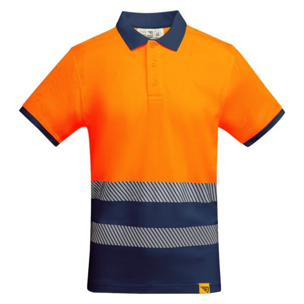 Polo Alta Visibilità Traspirante - Blu Navy/Arancione Fluo