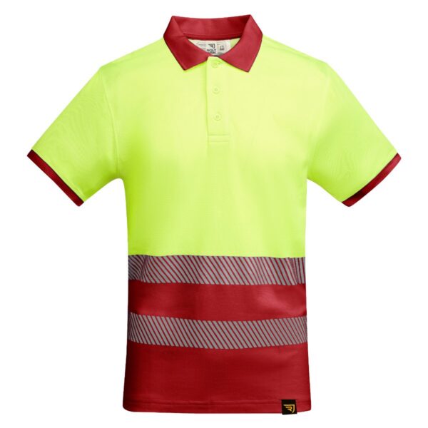 Polo Alta Visibilità Traspirante - Rosso/Giallo Fluo