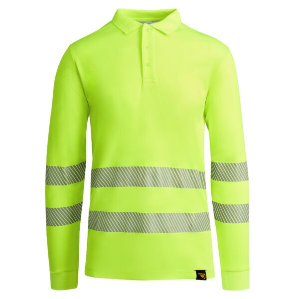 Polo Alta Visibilità Traspirante Manica Lunga - Giallo Fluo