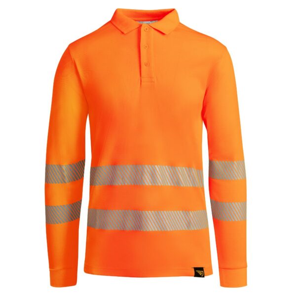Polo Alta Visibilità Traspirante Manica Lunga - Arancione Fluo