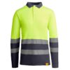 Polo Alta Visibilità Traspirante Manica Lunga - Piombo/Giallo Fluo