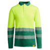 Polo Alta Visibilità Traspirante Manica Lunga - Verde Giardino/Giallo Fluo