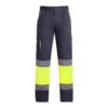 Pantalone lungo multitasche bicolore ad alta visibilità - Piombo/Giallo Fluo