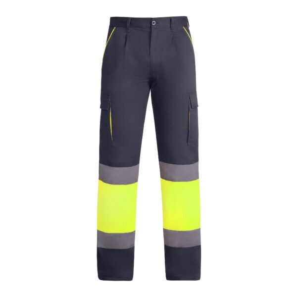 Pantalone lungo multitasche bicolore ad alta visibilità - Piombo/Giallo Fluo