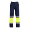 Pantalone lungo multitasche bicolore ad alta visibilità - Blu Navy/Giallo Fluor