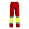 Pantalone lungo multitasche bicolore ad alta visibilità - Job Red/Fluor Yellow
