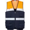 Gilet multitasche bicolore ad alta visibilità - Blu Navy/Arancione Fluo