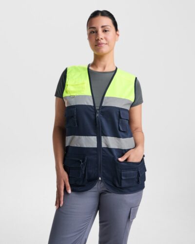Gilet multitasche bicolore ad alta visibilità - modello 1