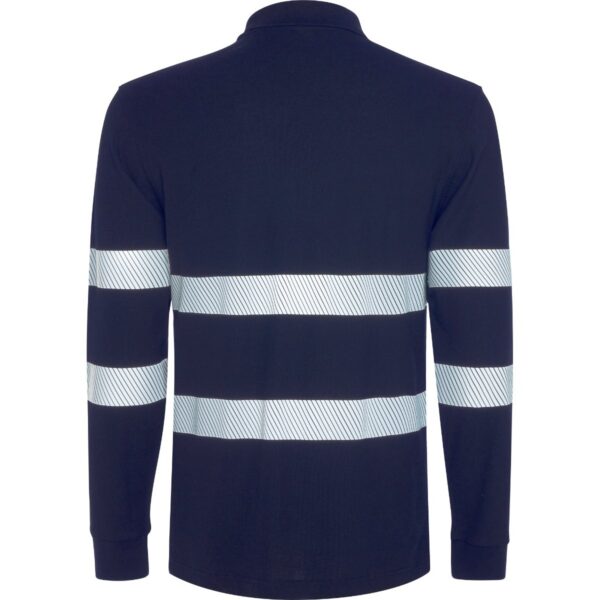 Polo Piqué Alta Visibilità Manica Lunga - Blu Navy vista 1