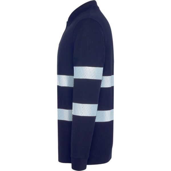 Polo Piqué Alta Visibilità Manica Lunga - Blu Navy vista 2