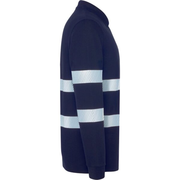 Polo Piqué Alta Visibilità Manica Lunga - Blu Navy vista 3