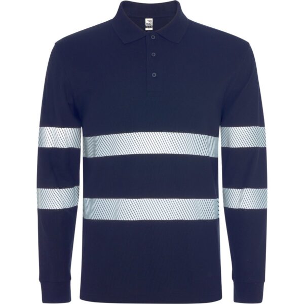 Polo Piqué Alta Visibilità Manica Lunga - Blu Navy