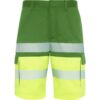 Short multitasche bicolore ad alta visibilità - Verde Giardino/Giallo Fluo