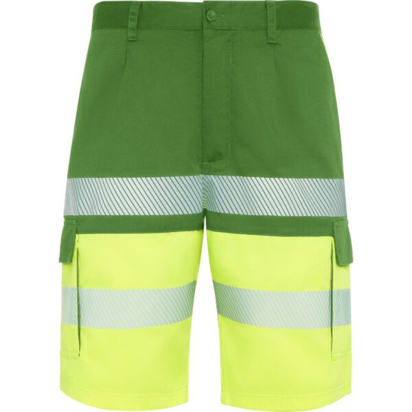 Short multitasche bicolore ad alta visibilità - Verde Giardino/Giallo Fluo