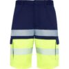 Short multitasche bicolore ad alta visibilità - Blu Navy/Giallo Fluor